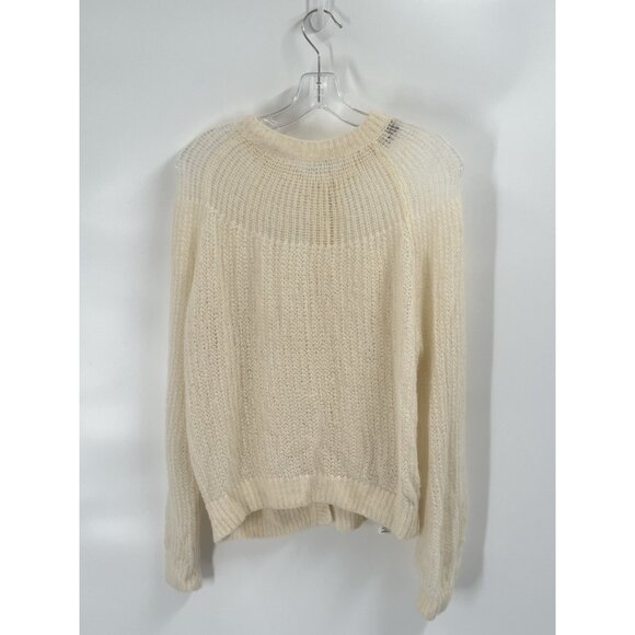 Zara Open Knit Button Cardigan Cream Alpaca Sz Small - Picture 5 of 7